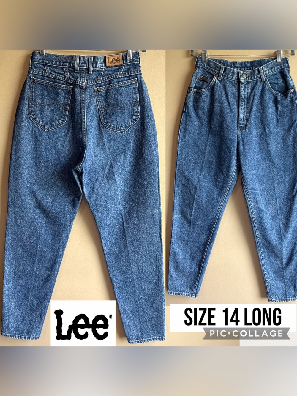 VTG Lee Womens Jeans 80s Tapered Leg High Rise 100% Cotton 32” Inseam 14 LONG